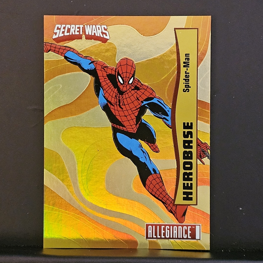 Secret Wars Spider-Man Trading Card - Red, Blue, Gold